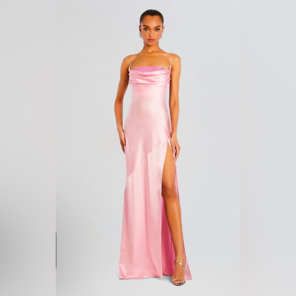Embellished silk dress, pink, Retrofete